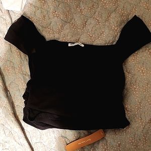 Reformation fitted black crop tshirt